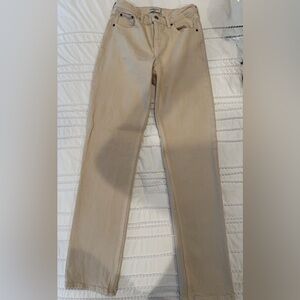 Abercrombie Tan Straight Mid Rise Jeans
